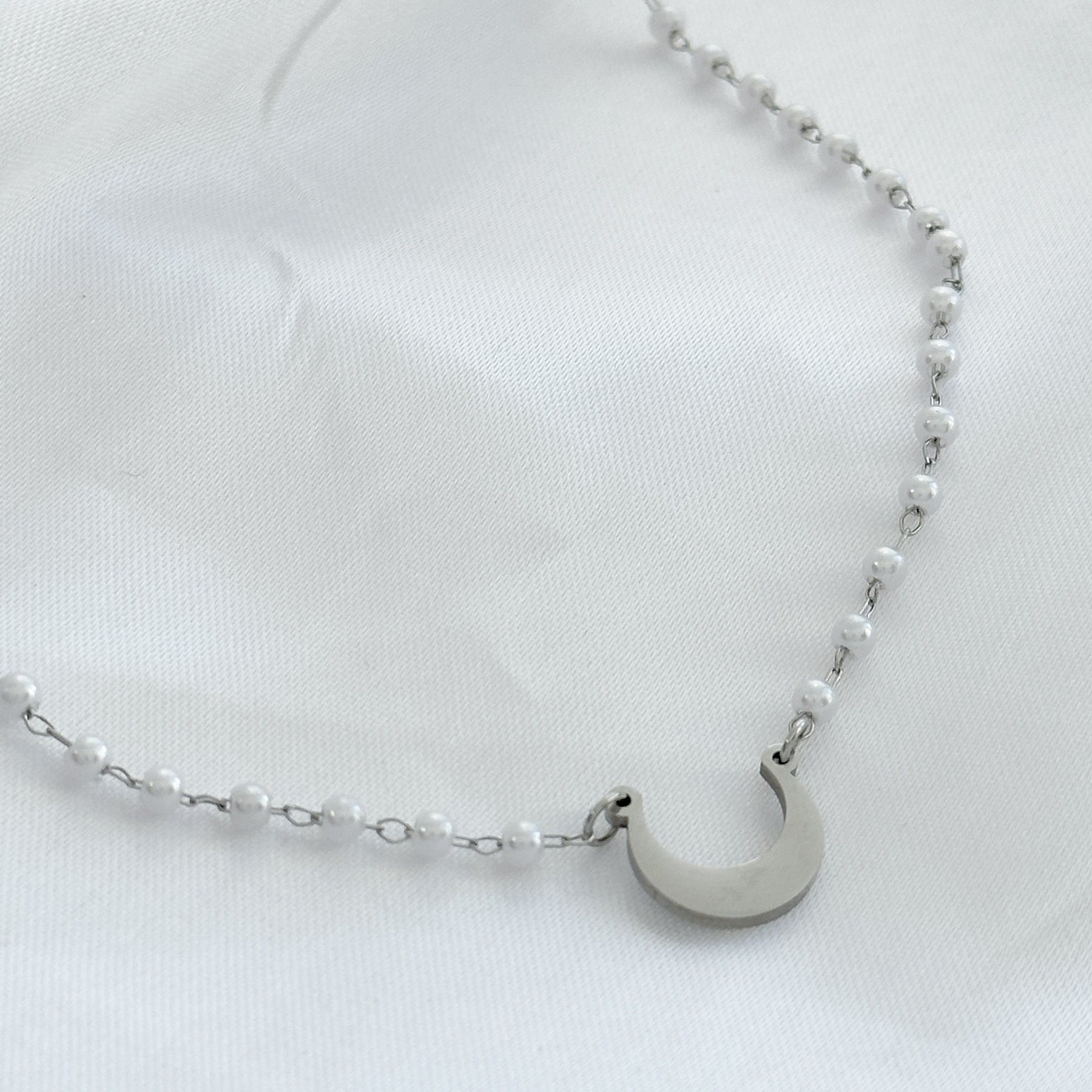 Colar mini pérolas - aço