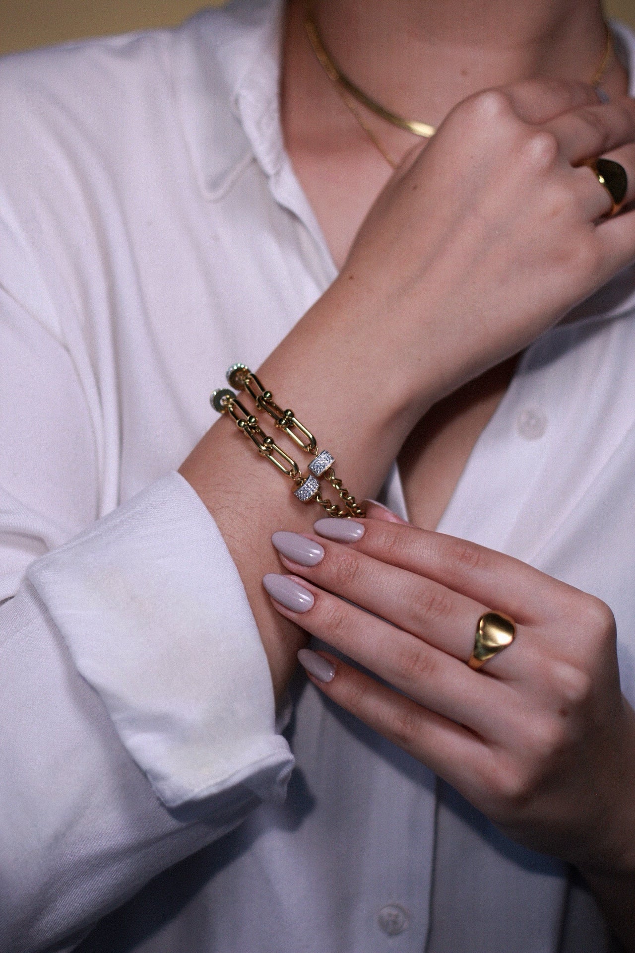 Pulseira em aço com elo inspiração