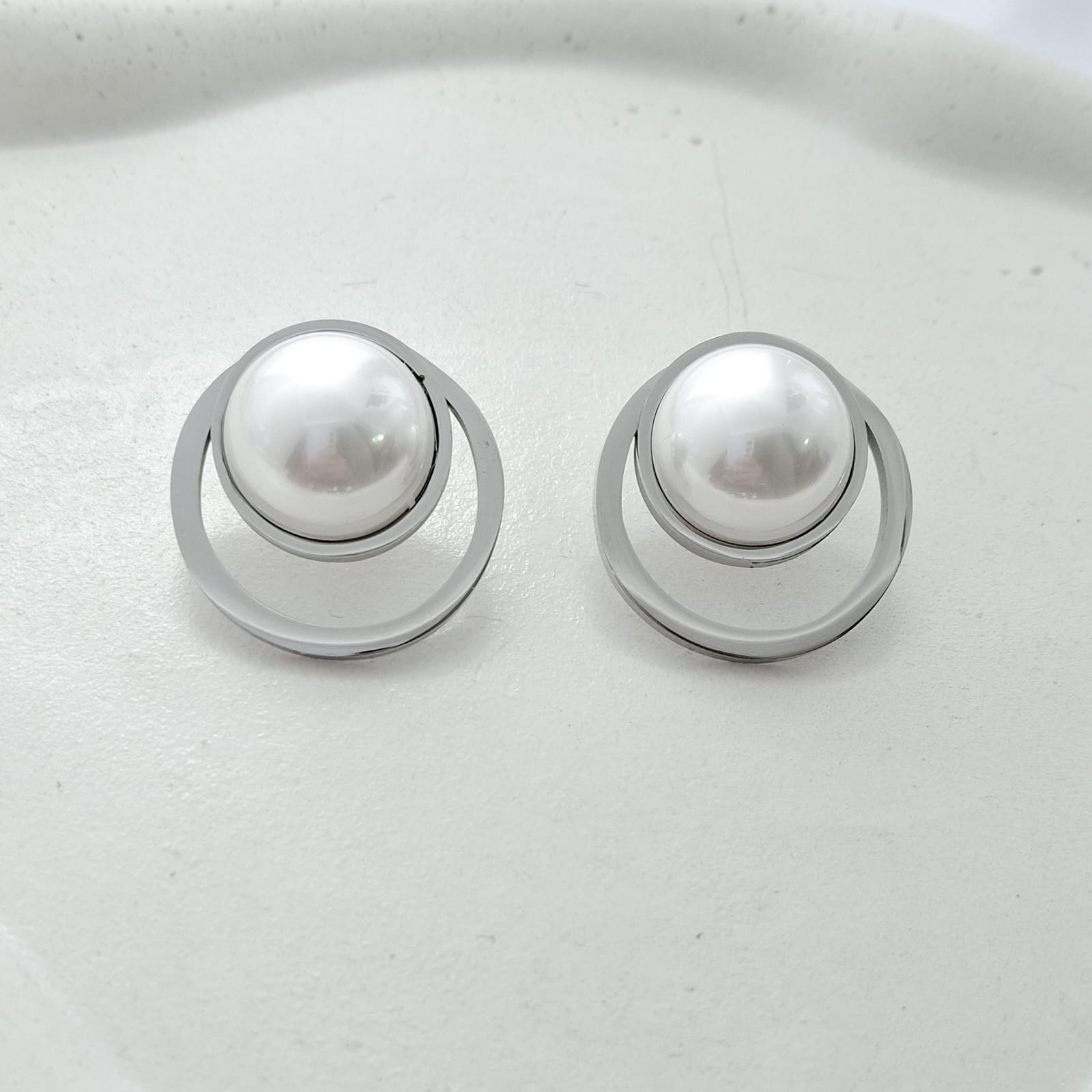 Brinco Maxi Pérola - Aço