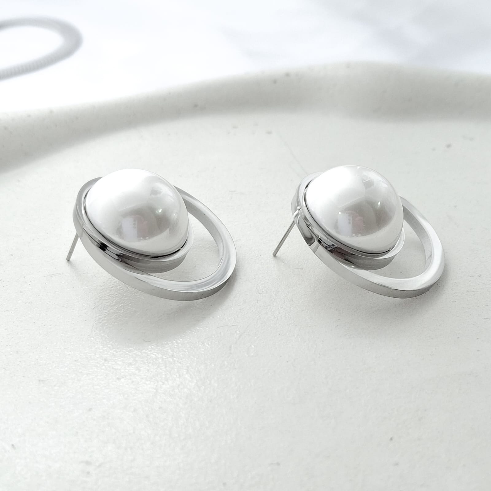 Brinco Maxi Pérola - Aço