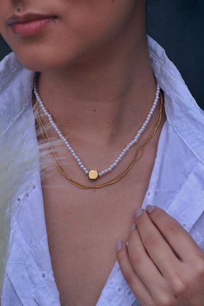 Conjunto mini pérola em aço