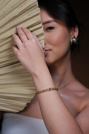 Pulseira em aço fios com mini esfera