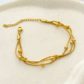 Pulseira em aço fios com mini esfera