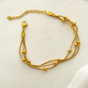 Pulseira em aço fios com mini esfera