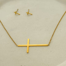Conjunto cruz minimalista em aço