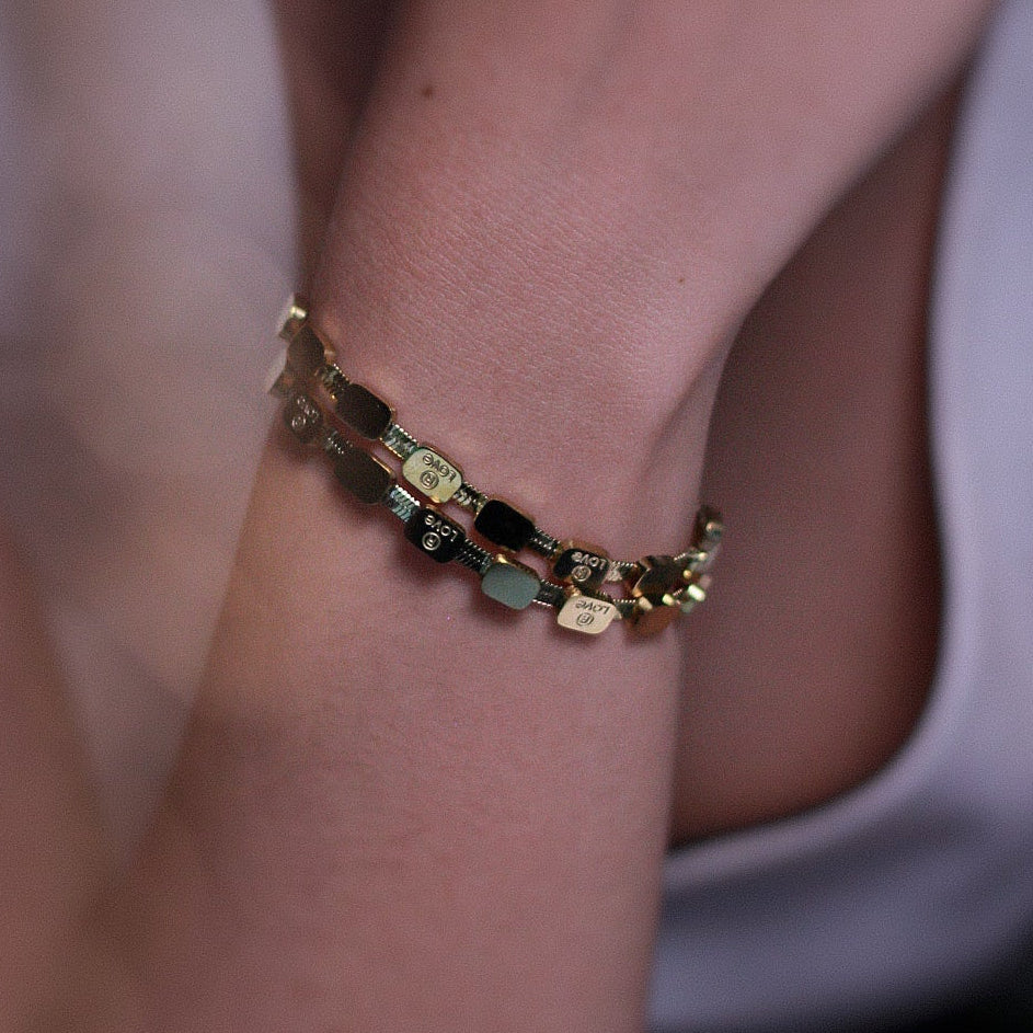 Pulseira em aço mini blocos
