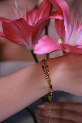 Pulseira em aço fios com mini esfera