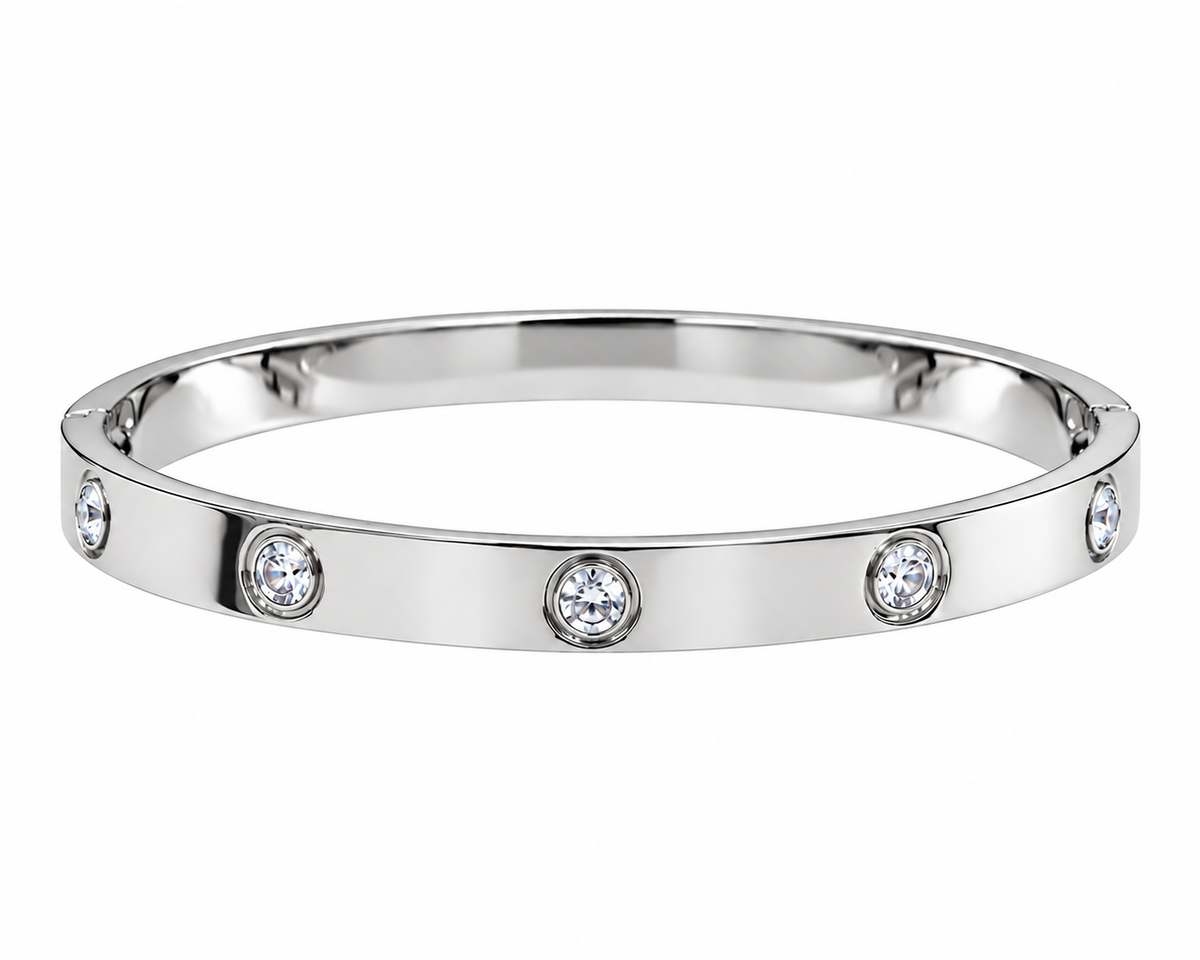 Bracelete dourado em aço com pedras