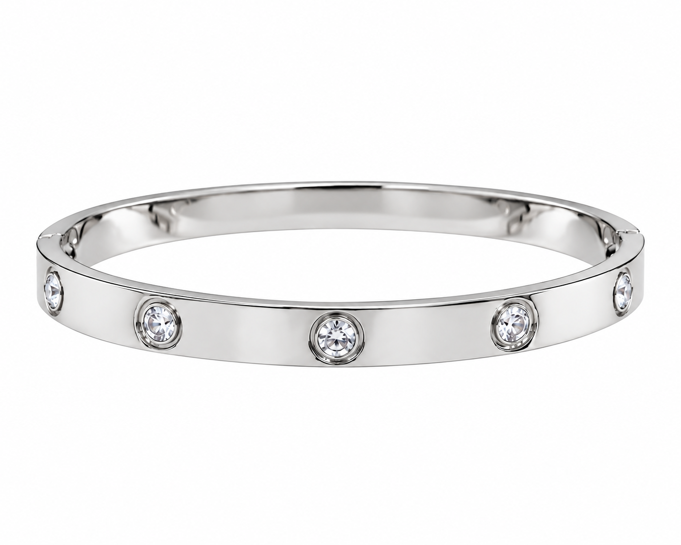 Bracelete prata em aço com pedras