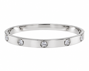Bracelete prata em aço com pedras
